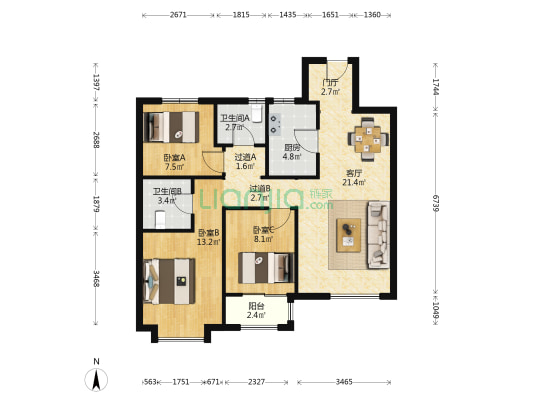 农垦含章雅著 3室1厅2卫 106平方