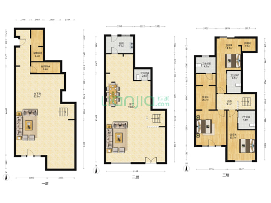 誉品原墅 3室1厅4卫 383平方