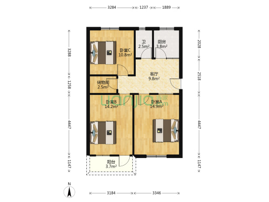 淮北新村 3室1厅1卫 74平方