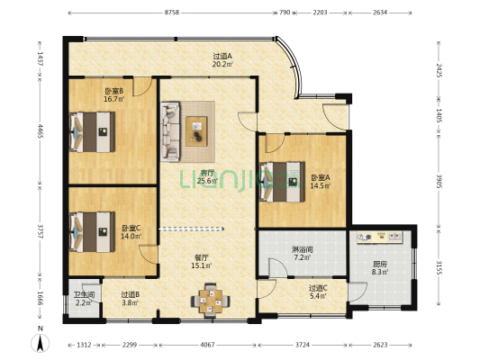 宝瓶下街41号 3室2厅2卫 150平方