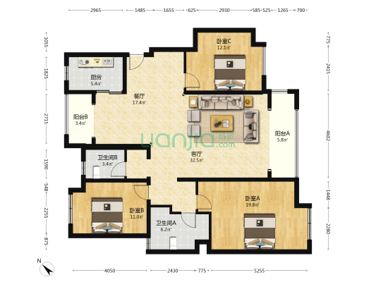 御景湾 3室2厅2卫 137平方