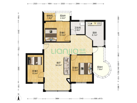 吉祥街 3室1厅1卫 106平方