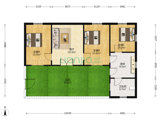 宋城路大朱屯老区 3室1厅1卫 102平方