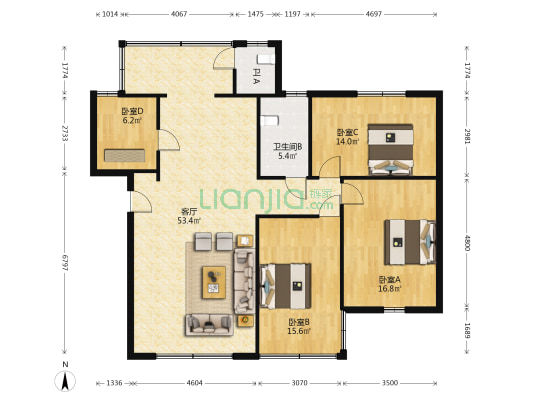 金瑞苑 4室1厅2卫 130平方