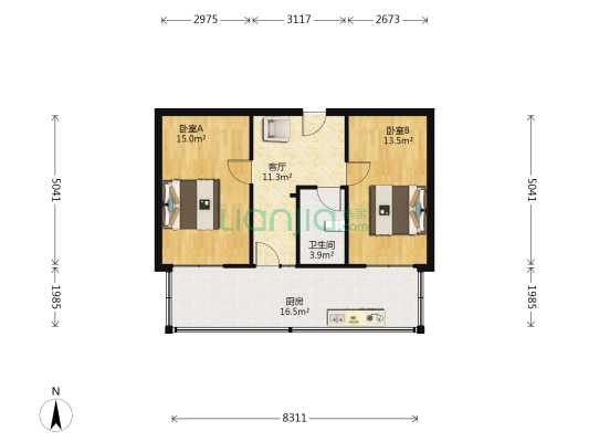 煤气化大王小区 2室1厅1卫 62平方