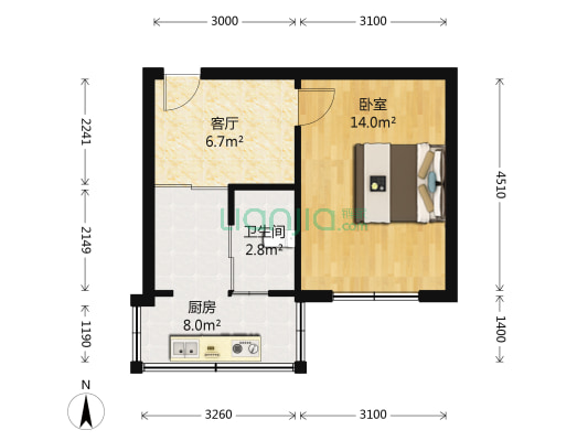 新铁小区 1室1厅1卫 40平方