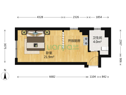 紫金名门 1室0厅1卫 42平方