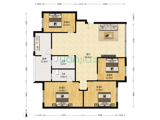 书院路一段92号 4室1厅2卫 157平方