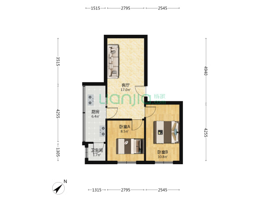市西路436号 2室1厅1卫 60平方
