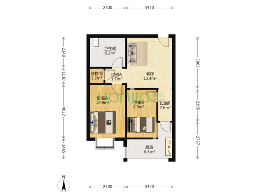 兆丰家园 2室1厅1卫 75平方