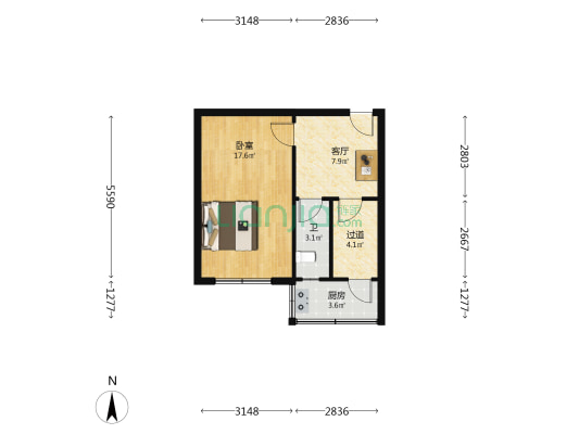 建行宿舍(西大街) 1室1厅1卫 42平方