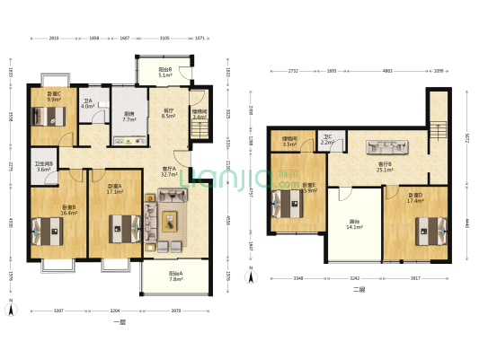 彩虹花园 5室3厅3卫 140平方