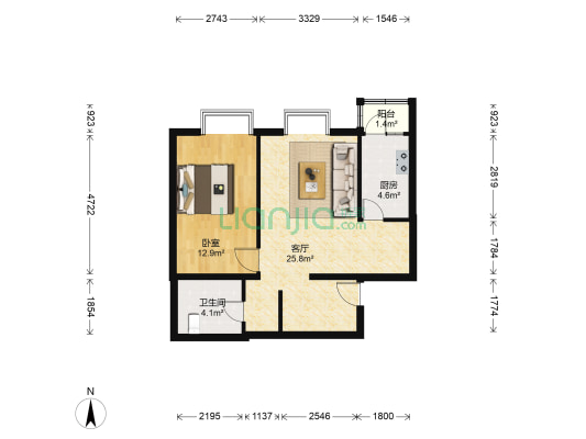 矩阵二期 1室1厅1卫 63平方