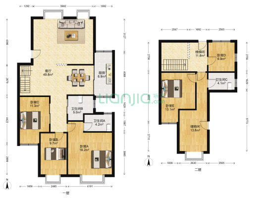 都江花园瑞园 5室1厅3卫 188平方