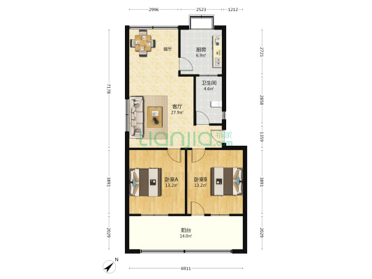 金属材料家属院 2室1厅1卫 100平方