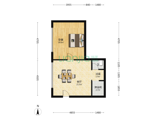 晶晖广场 1室1厅2卫 62平方