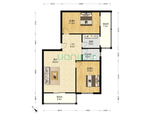 重信公寓 2室1厅1卫 112平方