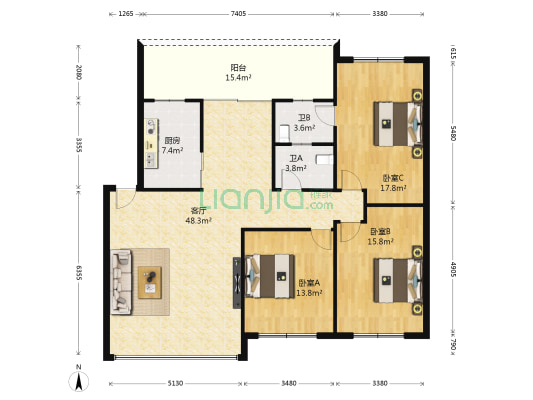 锦绣苑 3室1厅2卫 146平方