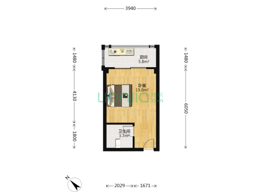 恒发楼 1室0厅1卫 32平方