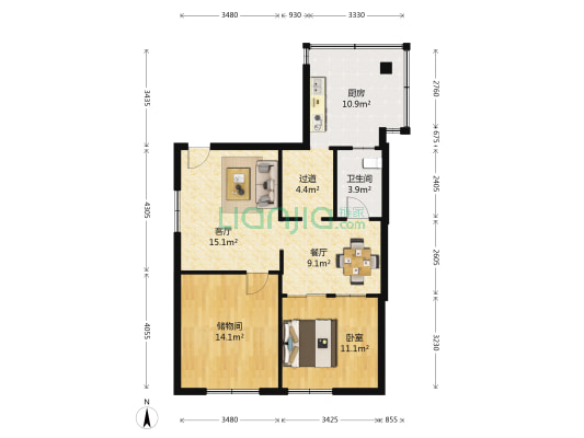 延寿街 1室2厅1卫 95平方