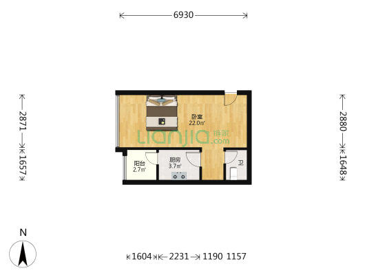 贵通御苑心悦城 1室0厅1卫 47平方