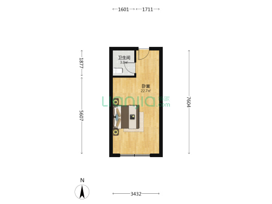 华强国际写字楼 1室0厅1卫 42平方