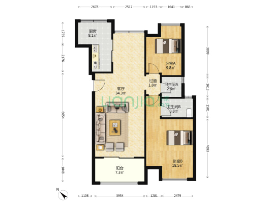 沿海赛洛城雅郡 2室1厅2卫 97平方