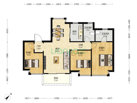 清溪金茂逸墅 3室1厅2卫 113平方