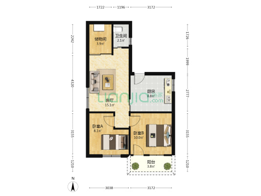 嘉美苑 2室1厅1卫 63平方