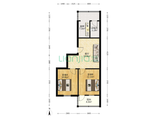 环城路103号院综合楼 2室1厅1卫 62平方