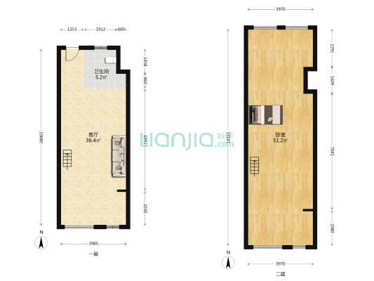 常熟老街家吉庆坊，挑高式公寓可得两层-户型图