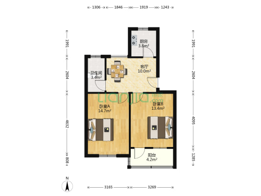 青年路新村 2室1厅1卫 61平方