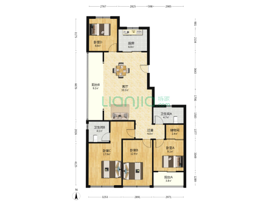 杭臻源 4室1厅2卫 142平方