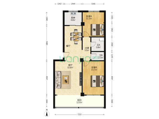 融兴小区 2室1厅2卫 109平方