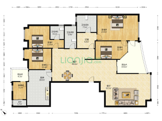 流花君庭 4室2厅4卫 257平方