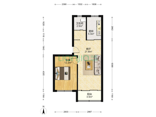 怡园巷 1室1厅1卫 53平方