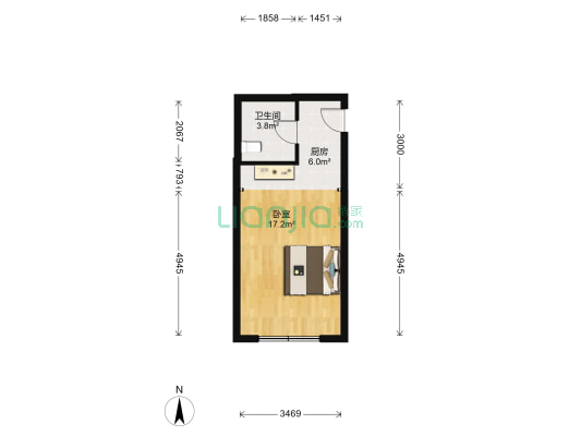安联国际 1室0厅1卫 41平方