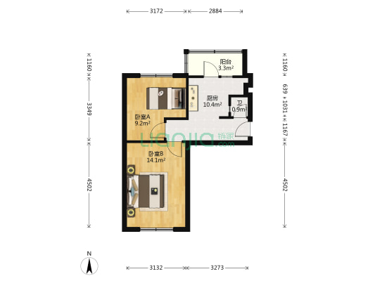 广联合小区 2室0厅1卫 47平方