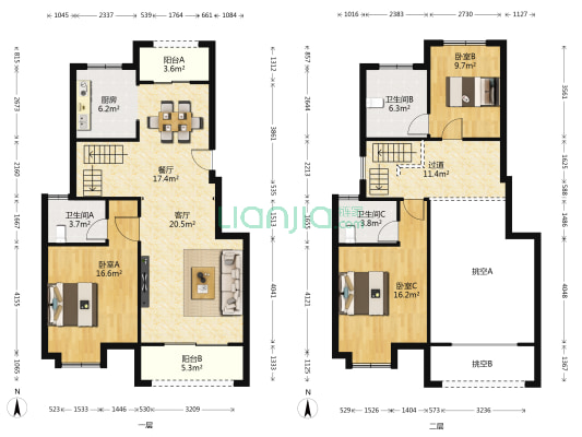 绿地城DK2 3室2厅3卫 160平方