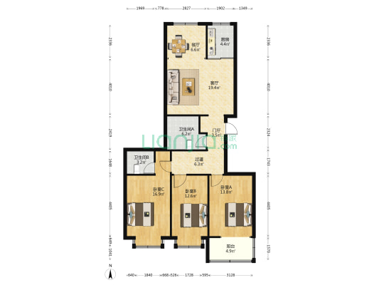 金丰裕园 3室2厅2卫 235平方