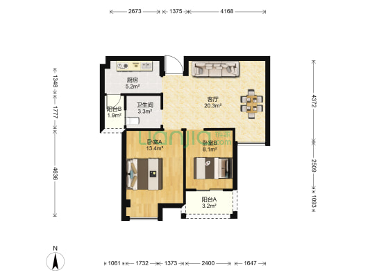 富明家园 2室1厅1卫 71平方