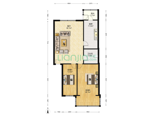 信恒花园 2室1厅1卫 125平方