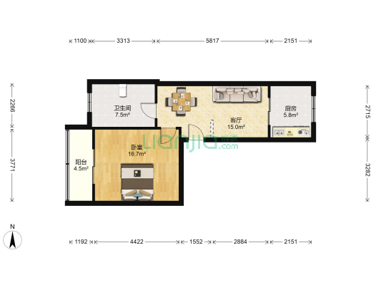 协安里 1室1厅1卫 64平方