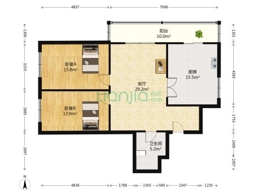 农发行家属楼楼 2室1厅1卫 117平方