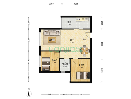 众合北尚 2室1厅1卫 71平方