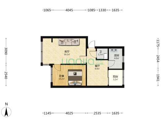 泰安巷38号 1室2厅1卫 53平方
