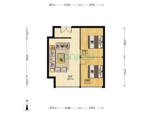 中侨中心 2室1厅0卫 78平方