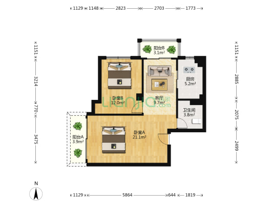 文峰花苑 2室1厅1卫 184平方