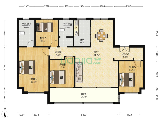 玖宸府 4室1厅2卫 158平方