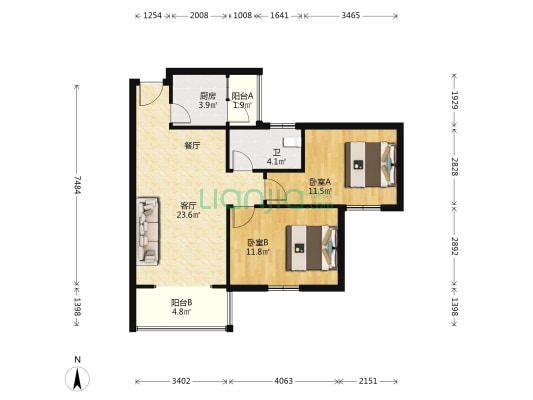 云峰家园小区 2室1厅1卫 75平方
